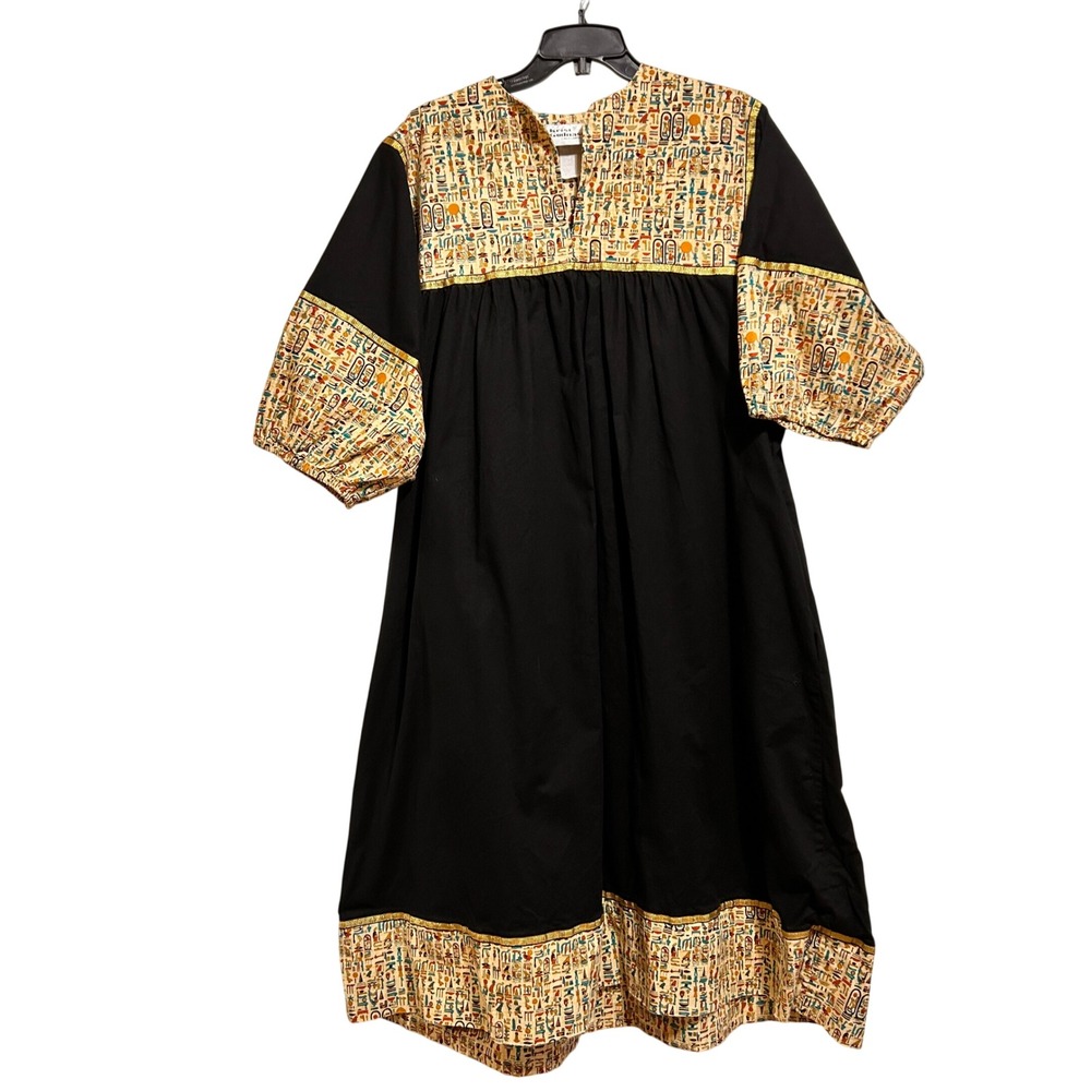 Krist Gudnason California Vintage Egyptian Hieroglyphic Muumuu Porch Dress L/XL